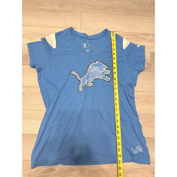 Nike NFL Detroit Lions Womens XL V-Neck T-Shirt Blue Short Sleeve Fan Gear - Picture 7 of 9